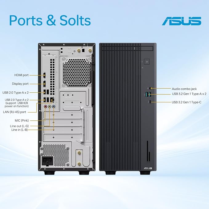 ASUS V500 Home & Business Tower Desktop, 10-core Intel Core i7-13620H Processor, 16GB DDR5 RAM, 1TB SSD, DisplayPort, Wi-Fi 6, Wired KB & Mouse, Win11 Pro, Bundle with ADATA 64GB USB Flash Drive - Image 7