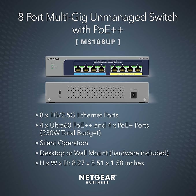 NETGEAR 8-Port Ultra60 Multi-Gigabit Ethernet Unmanaged Network Switch - - Image 2