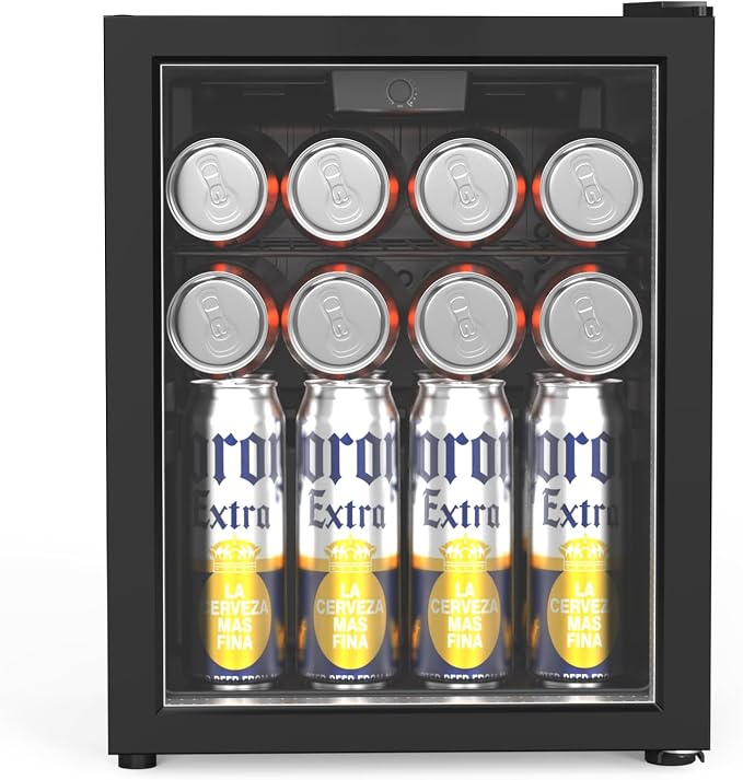 Bonnlo 46 Cans/1 Cu.Ft Beverage Refrigerator Cooler with Glass Door, Quiet Mini Drink Fridge with Adjustable Shelf & Feet, Small Wine Cooler for Bedroom, Bar & Office, 43-64°F, 115V - Image 2