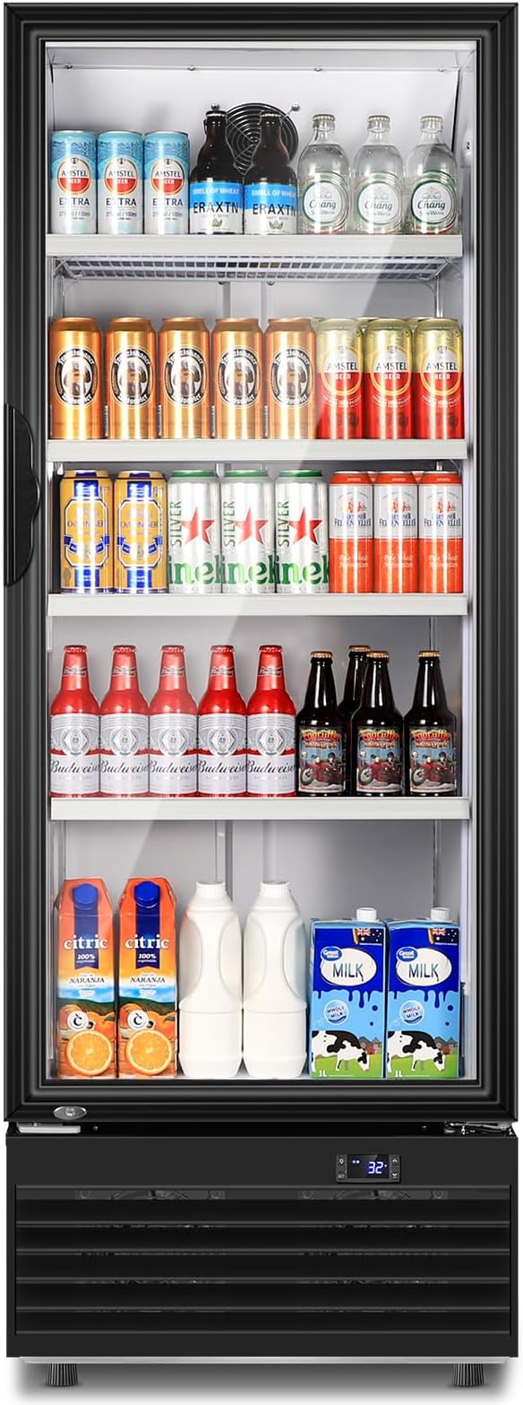 Glass Door Beverage Display Refrigerator 350L 590 Can Black | Fast cool, low noise, self-closing door, glass door, for store/office by TYLZA