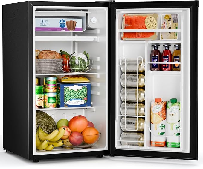 Antarctic Star 3.2 Cu.Ft.Compact Refrigerator with Freezer, Mini Fridge Single Door with Adjustable Thermostat,Removable Glass Shelves for Apartment,Dorm,Office,Kitchen，BLACK - Image 2