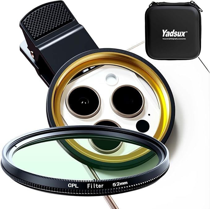 52mm Polarizing Phone Filter for iPhone, Clip-on CPL Lens Eliminates Glare & - Image 2