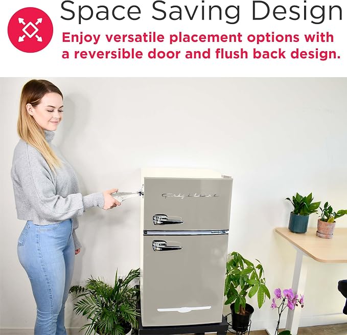 Frigidaire EFR840-Cream EFR840 Retro Mini Fridge with Freezer & Side Bottle Opener-Small 2 Door Refrigerator for Office Bar or College Dorm Room-3.1 Cu Ft (Cream) - Image 7