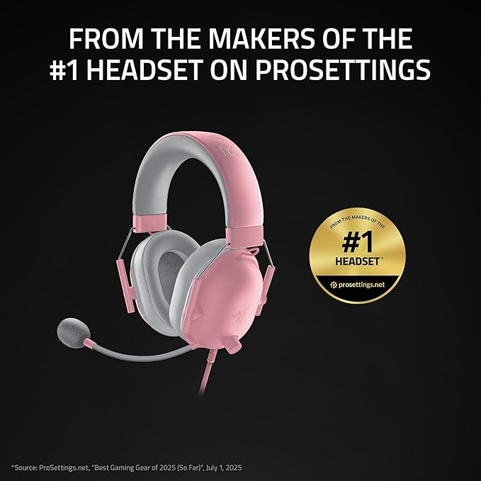 Razer BlackShark V2 X Gaming Headset, 50mm Drivers, Quartz Pink - Image 2