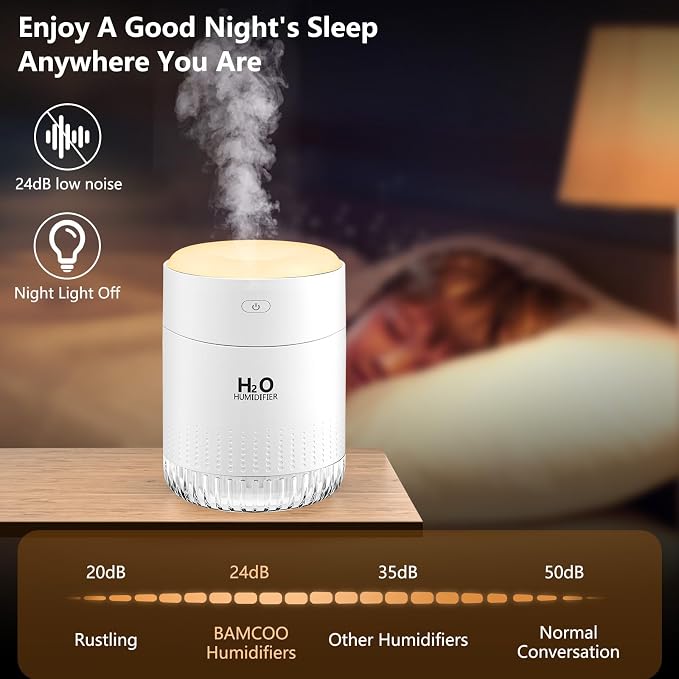 Portable Mini Humidifier, Auto Shut-Off, 2 Mist Modes, Quite, Small Humidifiers for Bedroom Travel Office Desk Plants(White) - Image 6