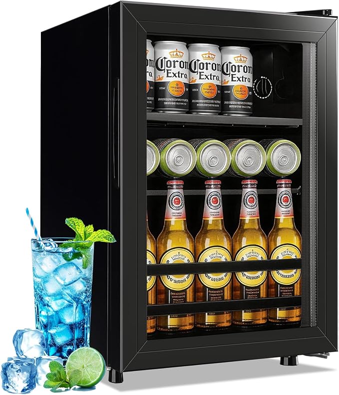 1.3 Cu.ft Beverage Refrigerator Drink Mini Fridge Refrigerator for Soda Beer or Cans Personal Beverage Cooler 7 Modes Temp Adjustable Shelves Suit for Home, Office, Dorm by TACOOL