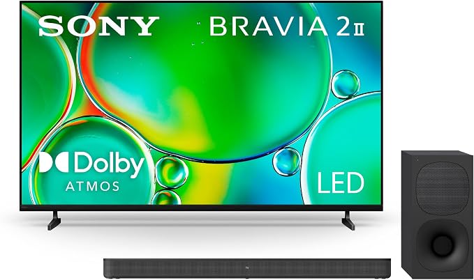 Sony BRAVIA 2 II 65 Inch 4K Ultra HD LED Smart TV (K-65S20M2, 2025) with HT-S400 2.1ch Soundbar and Wireless Subwoofer Bundle by Unknown