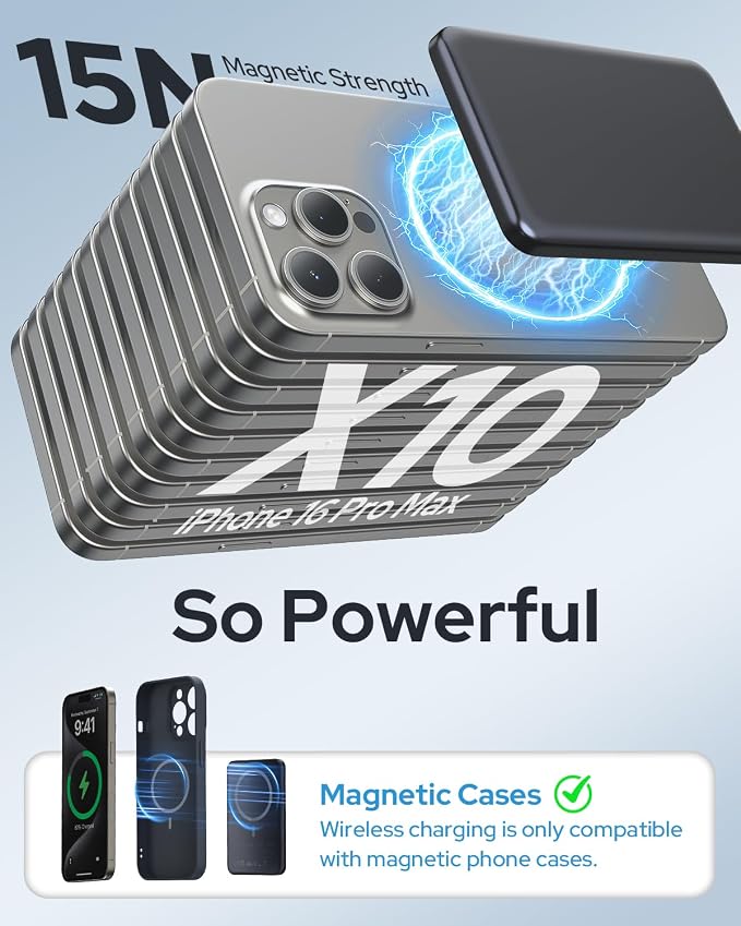for Magsafe Portable Charger,5000mAh Slim Wireless Magnetic Power Bank with USB C Charging,Travel Essential for Magsafe Battery Pack Compatible with iPhone 17/16/15/14/13/12 Series,Graphite Gray - Image 2