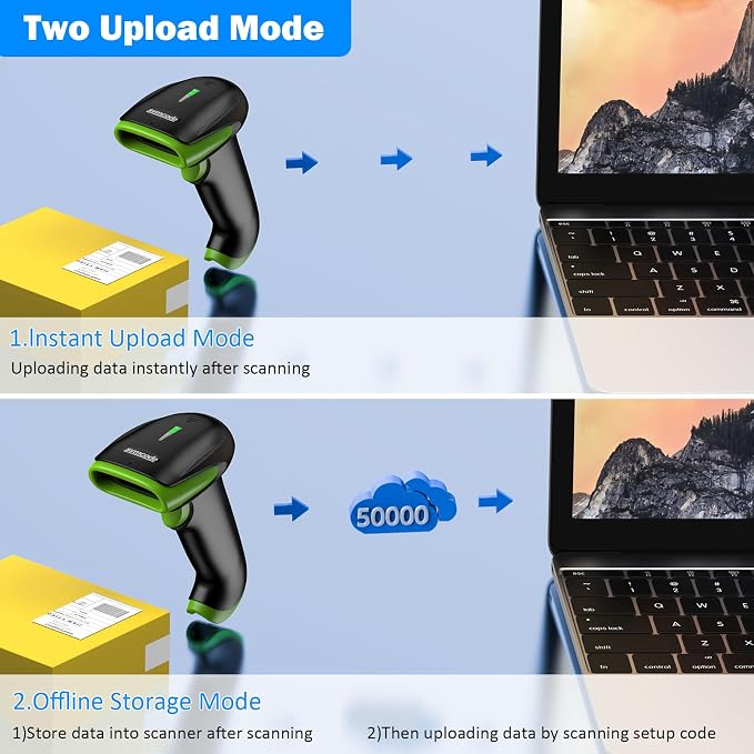 Symcode Wireless Bluetooth Barcode Scanner, 2D 1D QR Code Automatic Fast - Image 3