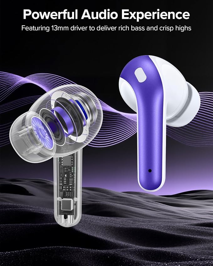 TAGRY Bluetooth Headphones True Wireless Earbuds 60H Playback LED Power Display Earphones with Wireless Charging Case IPX5 Waterproof in-Ear Ear buds with Mic for TV Smart Phone Laptop Computer Sports - Image 6