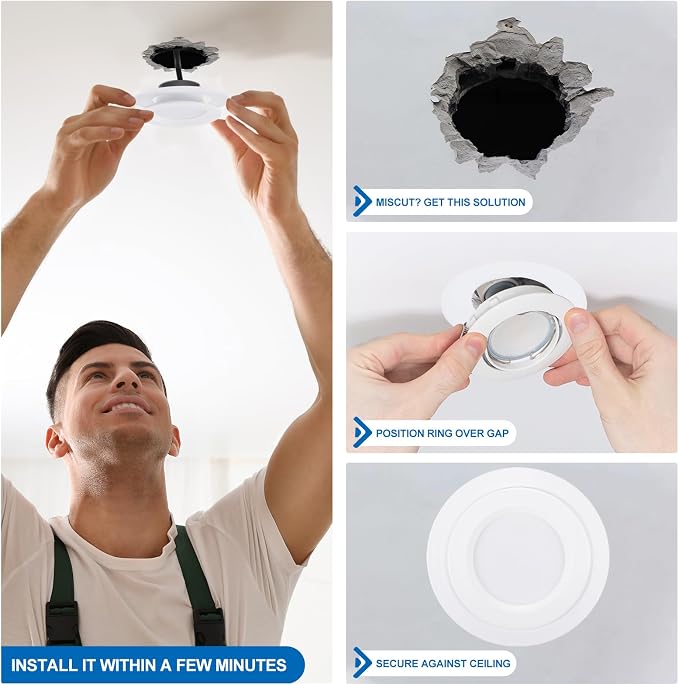 PATIKIL 3" ID 4.7" OD Plastic Trim Ring, Ceiling Light Goof Rings Matte - Image 4