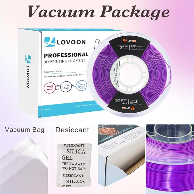 LOVOON 3D PLA Printer Filament 1.75mm, Silk Tricolors PLA Blue/Black/Purple - Image 4