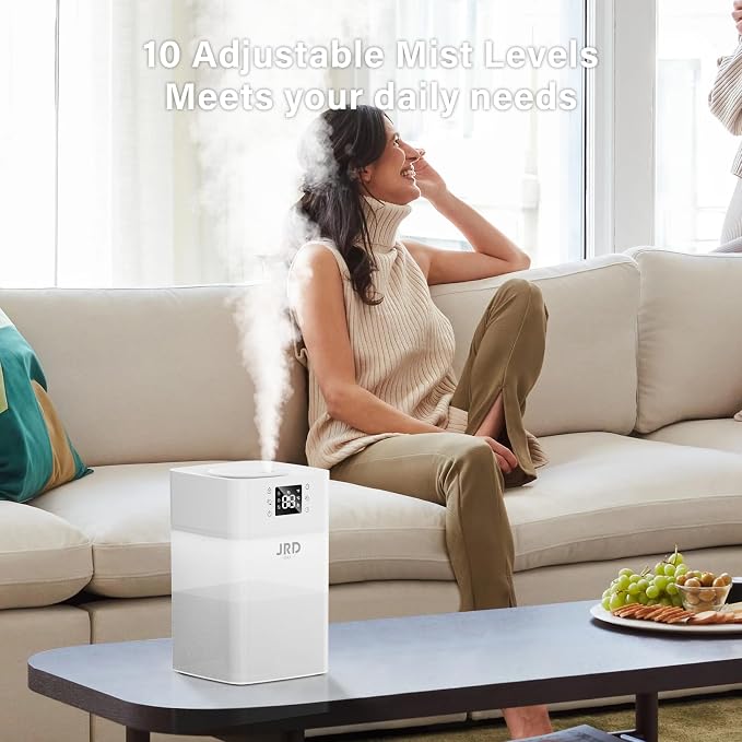JRD 4L Humidifiers for Bedroom, Cool Mist Humidifier for Large Room, 40H Runtime, 360° Nozzle, Night Light for Home, Office, Baby Nursery, Plants（White） - Image 8