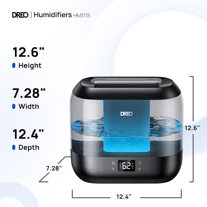 Dreo Smart Humidifiers for Bedroom-Filter Included, Top Fill 4L Humidifier Large Room with 28 dB, 36H Runtime, Touch/APP/Voice Control, Nightlight, Cool Mist Humidifiers for Baby, Plants, Ebony - Image 9