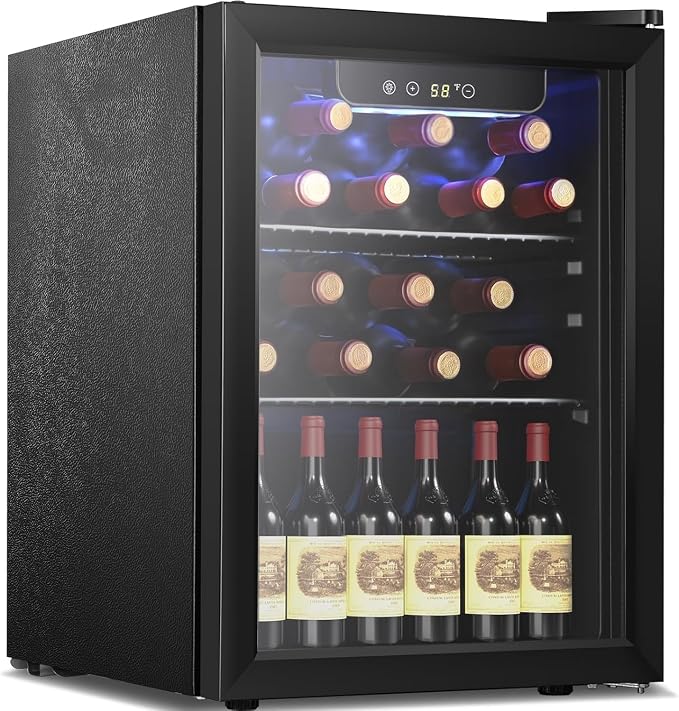 Antarctic Star Wine Cooler Beverage Refrigerator Mini Fridge 1.7 cu.ft | 16 Bottle Capacity, Clear Glass Door Quiet Counter Top Cellar for Beer Soda Bar by AntarcticStar