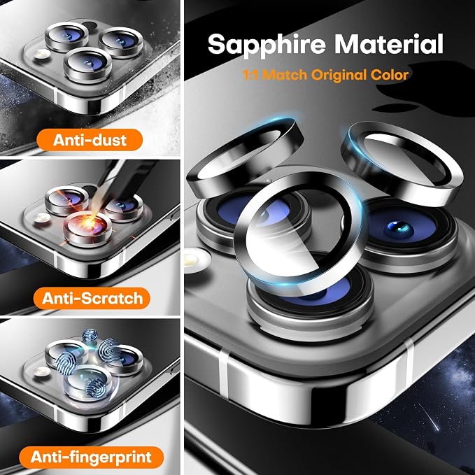 for iPhone 17 Pro/iPhone 17 Pro Max Camera Lens Protector, Tempered Glass - Image 3