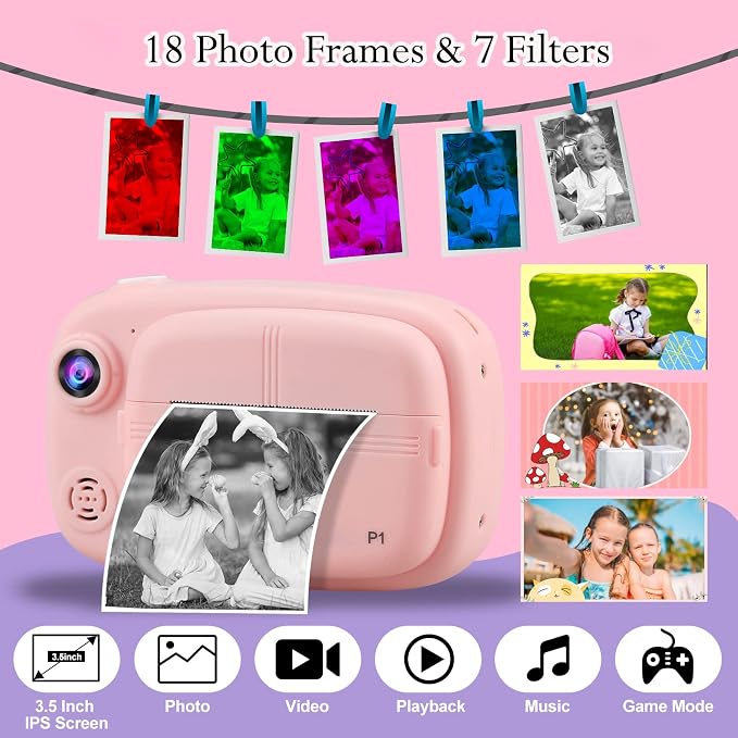 Kids Instant Camera, Mijiaowatch 12MP/1080P Kids Digital Print Camera, 3.5 Inch - Image 5