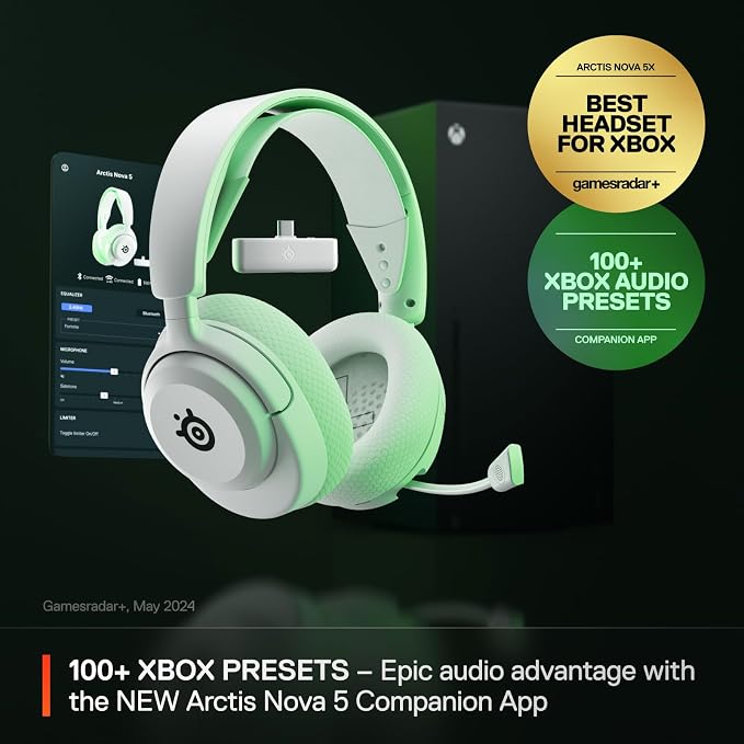 SteelSeries Arctis Nova 5X Wireless Multi-System Gaming Headset — White — Neodymium Magnetic Drivers — 100+ Audio Presets — 60 HR Battery — 2.4GHz or BT — Gen2.X Mic — Xbox, PC, PS, Switch, Mobile - Image 2