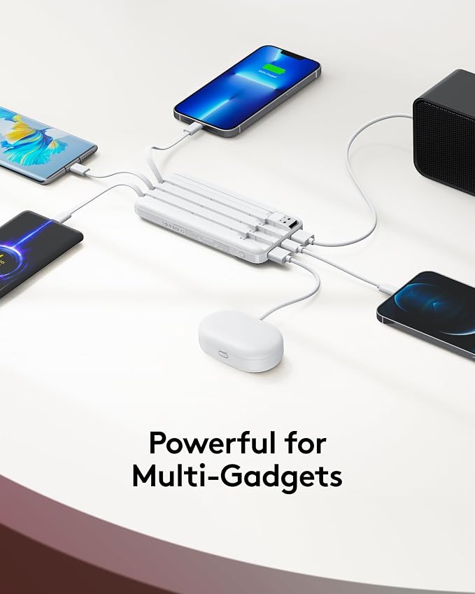 Orfeika Portable Phone Charger, 10000mAh Portable Charger Power Bank with Built-in Cables, Travel Essential Battery Pack Compatible with iPhone, Samsung, Google, iPads, Tablets, etc - Image 3