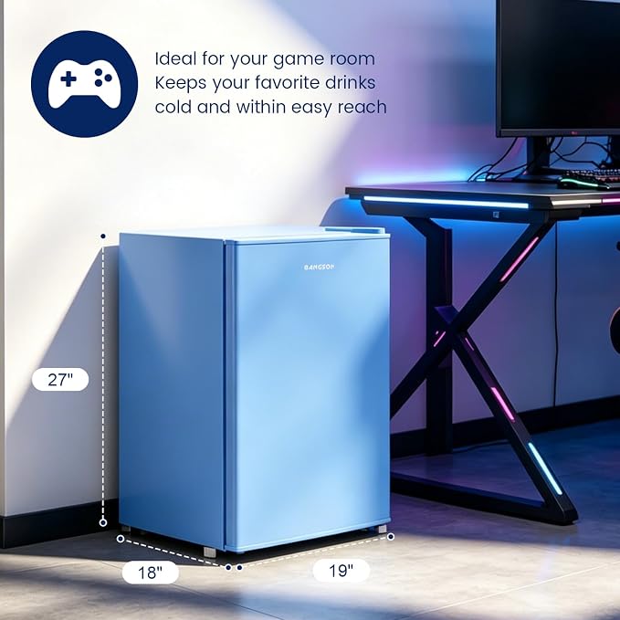 2.6 Cu Ft Small Fridge with Freezer for Office Blue | Mini Refrigerator for Dorm Bedroom, Compact Fridge, Energy-efficient, Low Noise - Image 3