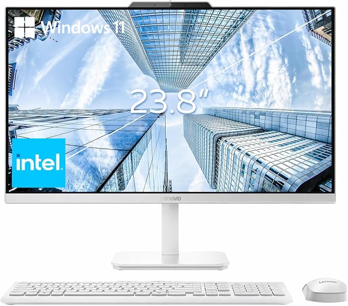 Lenovo 24" FHD All-in-One Desktop Computer for Home & Office, Intel Processor, 16GB RAM, 512GB PCIe SSD, HDMI, WiFi 6, Bluetooth 5.2, Business AIO, Vent-Hear, Wireless KB & Mouse, Windows 11 Pro by LENOVO
