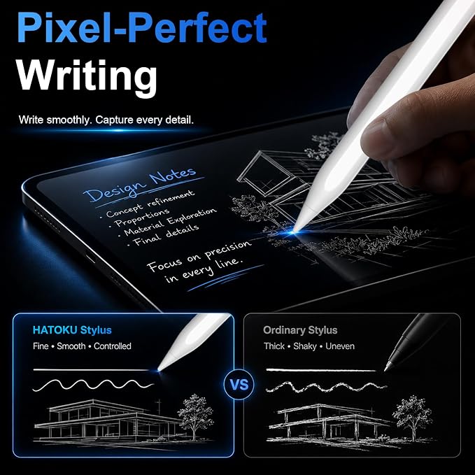 HATOKU Stylus Pen for iPad 2018-2026, 15 Mins Fast Charging Pencil 1st Gen - Image 3