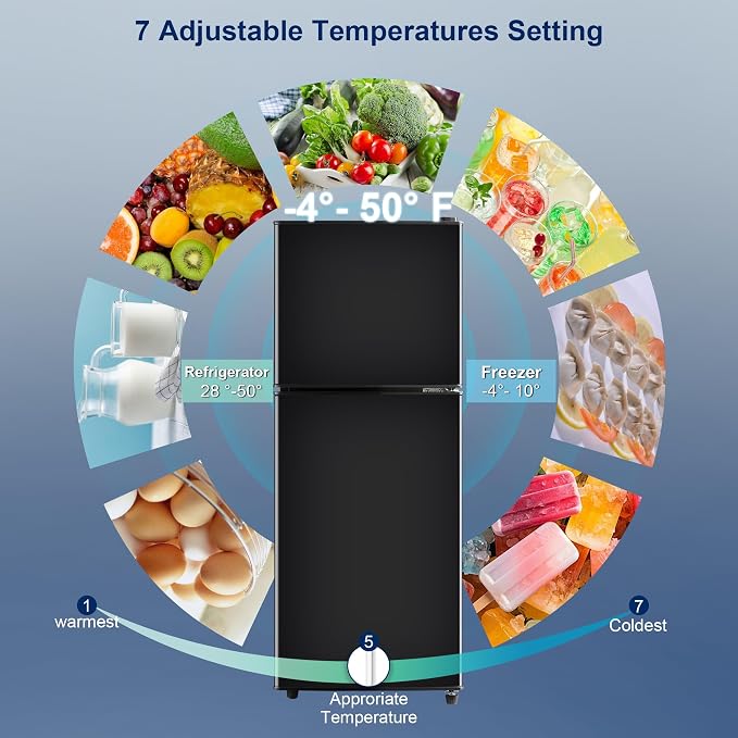4.8 Cu. Ft. Refrigerator, Dorm Refrigerator with Freezer for Apartment, Kitchen, Office, RV Refrigerator with Adjustable Thermostat, Apartment Size Fridge with Freezer Black - Image 3