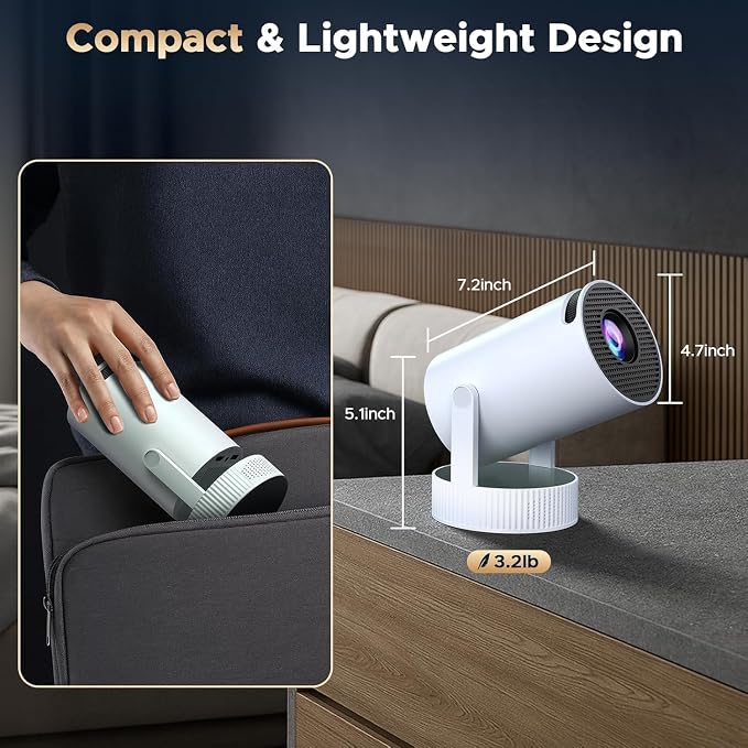 Mini Projector, Projector with Wifi and Bluetooth Built-in Battery 4K Portable Projector for Outdoor Bedroom, Smart Projectors 1080P Compatible with iphone/TV Stick/HDMI/Laptop - Image 9