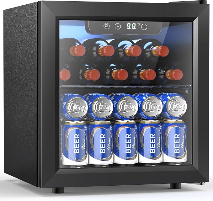 Electactic 48 Can Beverage Refrigerator Mini Fridge Cooler Glass Door for Beer Soda or Wine, Small Drink Cooler Machine LED Temperature Control for Bar Home, Office 1.3CUFT by Electactic