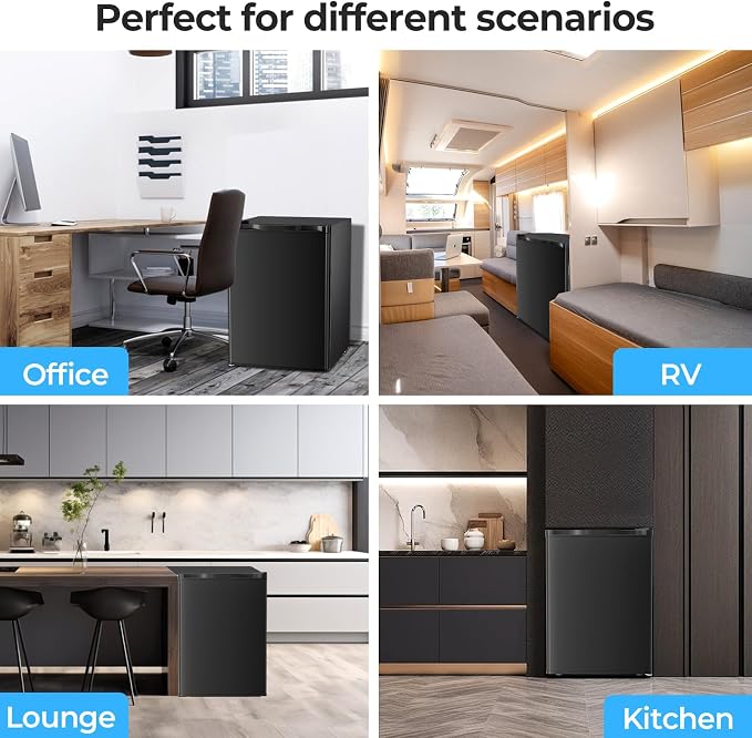 Antarctic Star 2.56 Cu.Ft. Mini Fridge with Freezer, Small Refrigerators with Adjustable Thermostat, Low Noise, Energy Saving, Compact Refrigerators for College Dorm, Office, Bedroom, Apartment, Black - Image 7