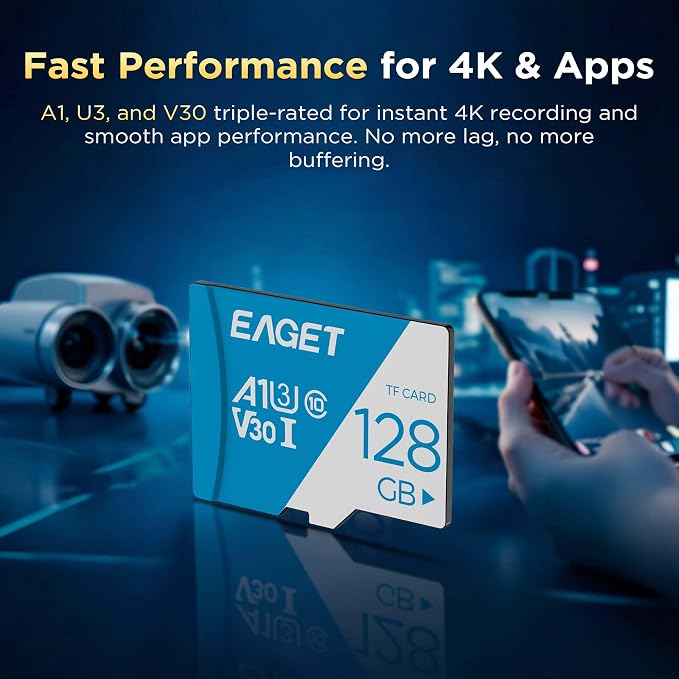 EAGET 1-Pack 128GB TF Memory Card Up to 100MB/s Read - Image 7