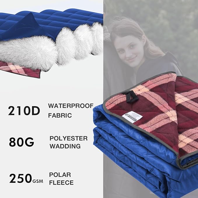 DUKUSEEK Hooded Outdoor Blanket, Waterproof Camping Blanket, Thick Fleece - Image 4