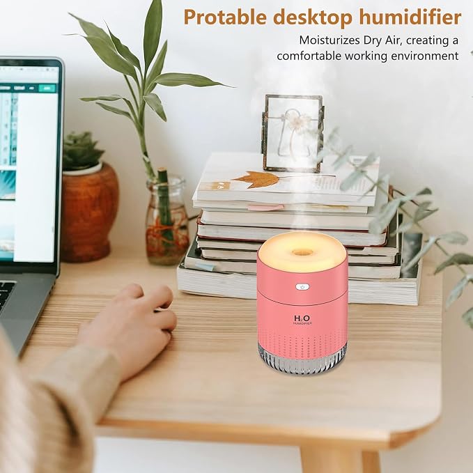Portable Mini Humidifier, Auto Shut-Off, 2 Mist Modes, Quite, Small Humidifiers for Bedroom Travel Office Desk Plants (Pink) - Image 5