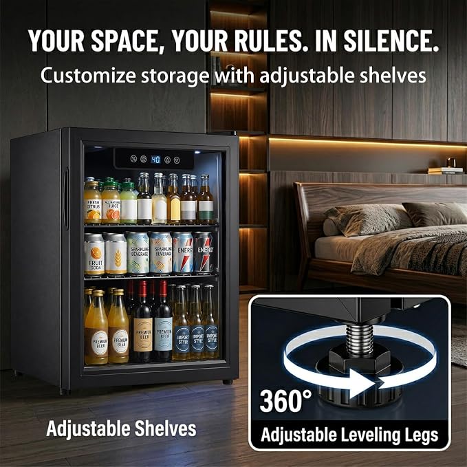 Beverage Refrigerator, 1.8 Cu.Ft Mini Fridge with Glass Door, and Electronic Temperature Control for Beer, Soda, Wine, Small Drink Fridge for Home, Dorm, Office, Bar (1.8 Cu.Ft) - Image 6