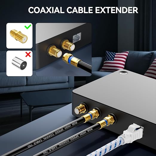 Coaxial Cable 10ft 5 Pack, RG6 Coax Cable Cord Extender - Image 4