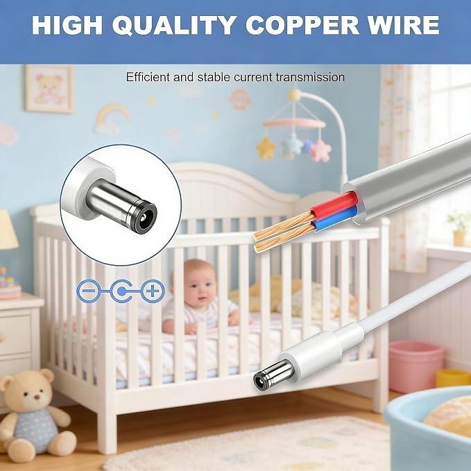 5V Charger Compatible with Bonoch Video Split Screen Baby Monitor & Add-on Baby - Image 3
