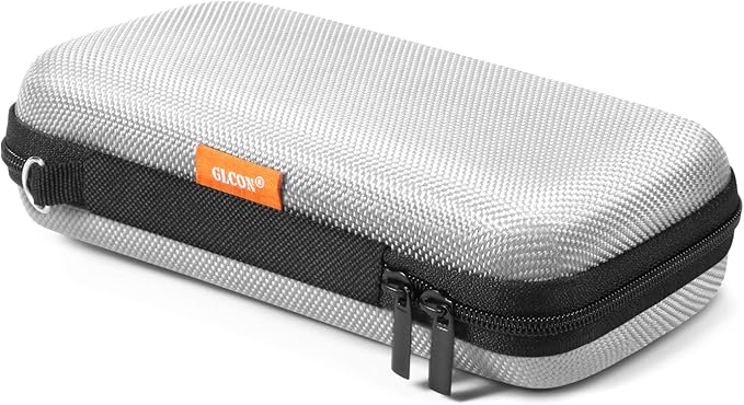 GLCON Portable Protection Hard EVA Travel Carrying Case with Mesh Pocket, Shockproof Exterior - Universal Small Electronic Tech Zipper Bag Pouch Organizer for Cell Phone, Charger, Cord, Cable - Silver by GLCON