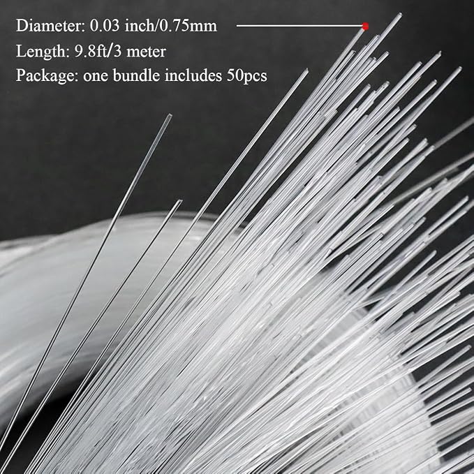 AKEPO Fiber Optic Light End Glow Cable 50pcs Ф0.03in 9.8ft/3m PMMA Plastic Cable - Image 4