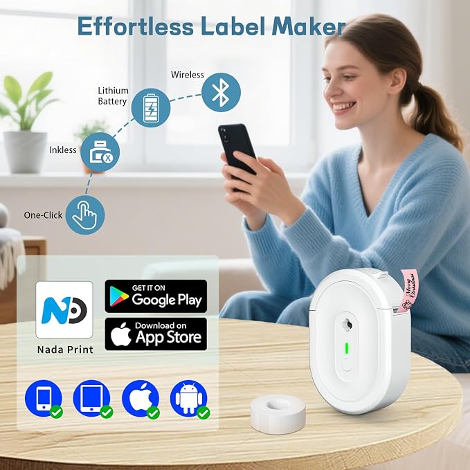 Label Maker Machine with Tape, N12 Bluetooth Label Printer, Portable Mini Label - Image 4