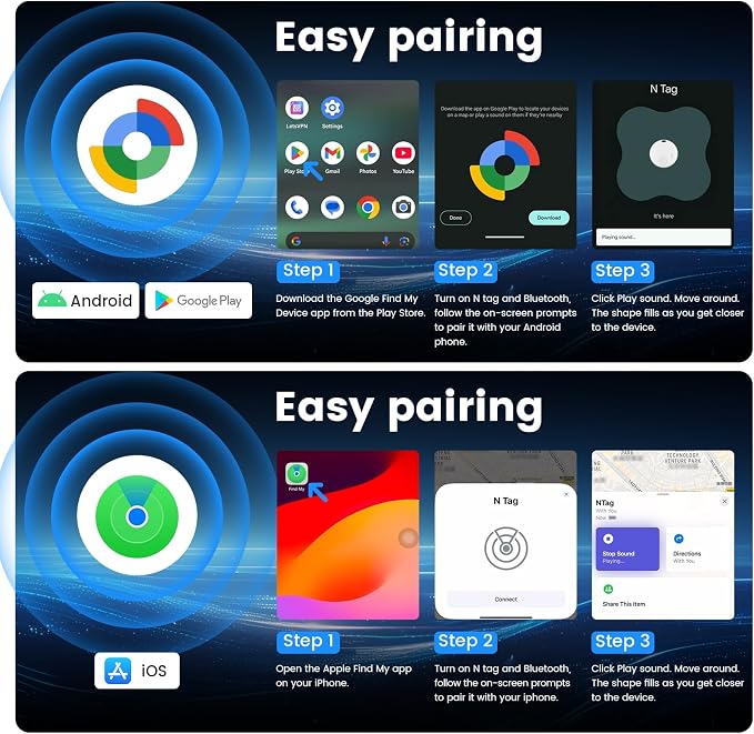 Tracker Tags - 4 Pack for Android & iOS Find My Apps, Item Finder for Keys - Image 3