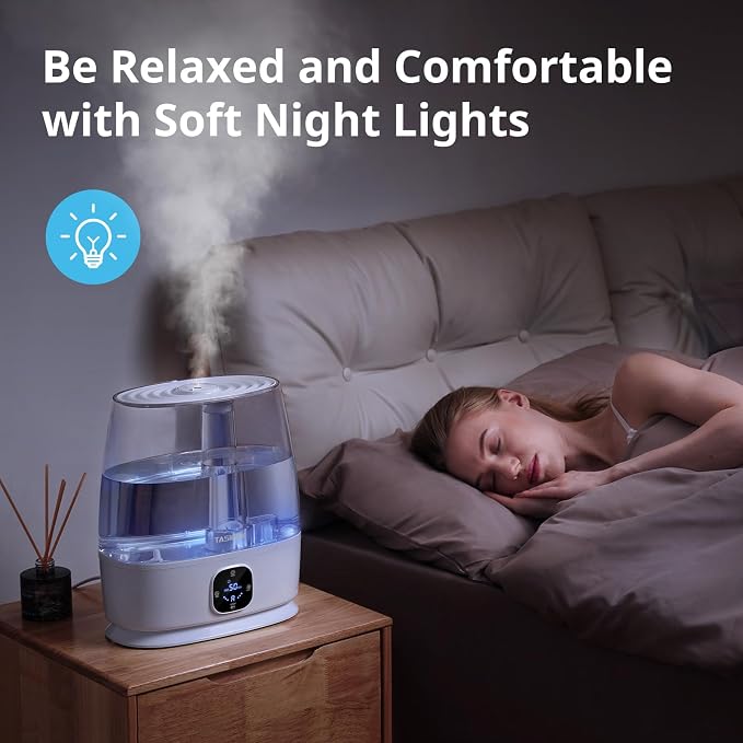 Humidifiers for Bedroom Home, 6L Cool and Warm Mist Air Humidifier for Large Room Baby Nursery, 50H Easy Clean and Top Fill, Quiet with Ultrasonic, Essential Oils, Auto Mode, for House, Plants - Image 7