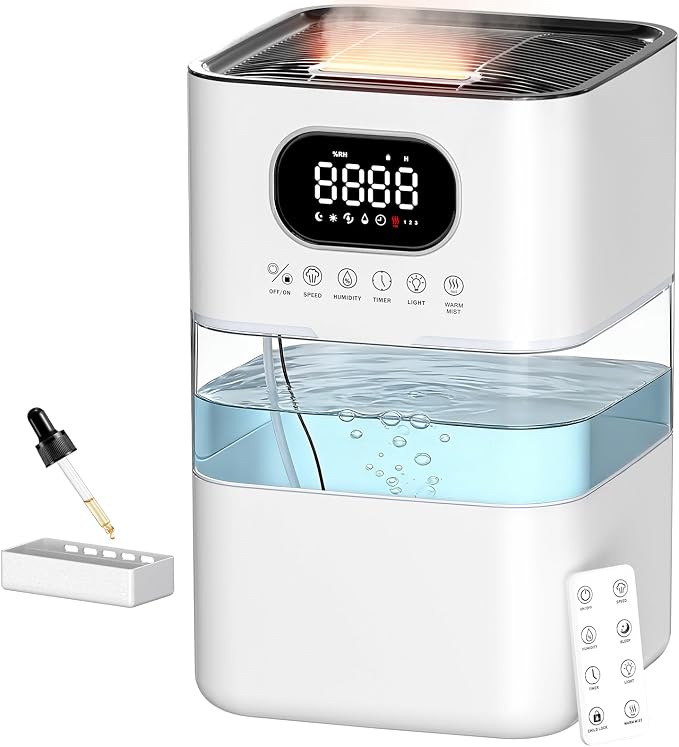 AreShark Humidifier Large Room, 2.2 Gal/8.5L Cool Warm Mist Air Humidifiers for Bedroom, 65H Runtime, Humidity Setting, Easy to Clean, Top Fill, 30dB Quiet, 550ft² Coverage, for Plants, Adults, Kids by Unknown