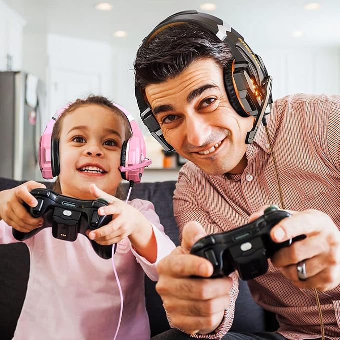 BENGOO G9000 Stereo Gaming Headset for PS4, PC, Xbox One Controller, Noise Cancelling Over Ear Headphones with Mic, LED Light, Bass Surround, Soft Memory Earmuffs (Orange) - Image 8