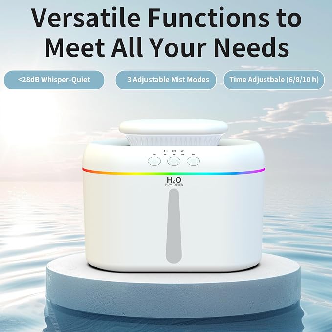2L humidifiers for bedroom humidifier Home Ultra-Quiet 28 dB Quiet Supersized Cool Mist Air Humidifier for Baby Nursery，Dual Nozzie，Easy to Clean & Fill, 7 Color NightLight (White) - Image 6