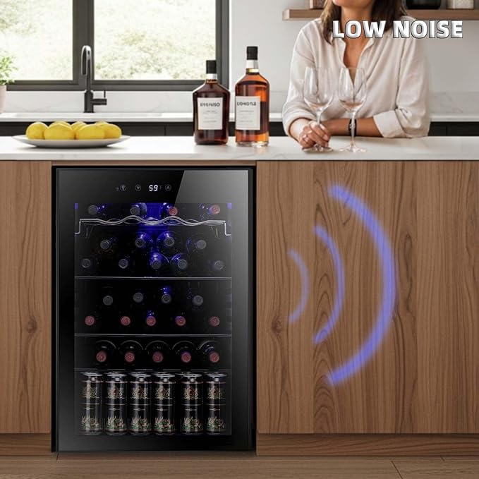 Antarctic Star 36 Bottle Wine Cooler Beverage Refrigerator Small Mini Wine Cellar Beer Soda Bar Fridge Quiet Operation Compressor Adjust Temperature Freestanding Black, 4.4 Cu. Ft | 36 Bottle Capacity, Clear Front Glass Door, for Red wine Beer Soda, Qu... - Image 4
