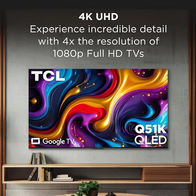 TCL 55" Q51K Q Series Q-LED 4K UHD HDR+ with Google TV Dolby Atmos + DTS Virtual:X, Motion Rate 240, AIPQ Processor, Auto Game Mode, Bluetooth + Free Wall Mount (2025) (Renewed) - Image 9