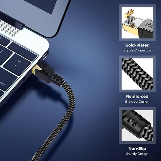 Cat 8 Ethernet Cable 150FT, High-Speed Braided Internet Cable Network Cord - Image 4