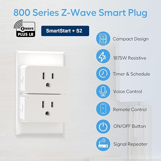 Zwave Smart Plug 800 Series Zwave Outlet Built-in Repeater Range Extender - Image 3