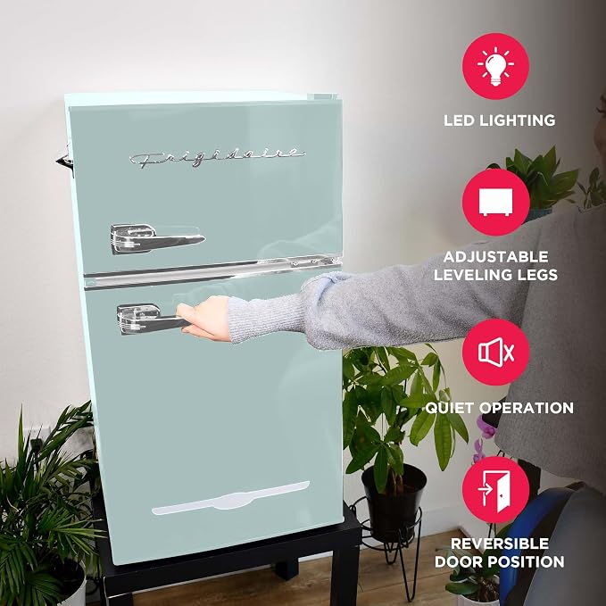 Frigidaire EFR840 Retro Mini Fridge with Freezer & Side Bottle Opener - Small 2 Door Refrigerator for Office Bar or College Dorm Room - 3.2 Cu Ft, Mint - Image 3