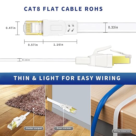 Cat 8 Ethernet Cable 20FT, High Speed Heavy Duty Cat8 Internet Ethernet Cable - Image 3